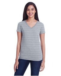 Threadfast Apparel 252RV Ladies' Invisible Stripe V-Neck T-Shirt