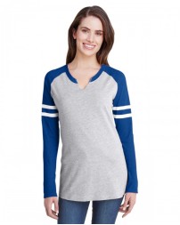 LAT 3534   Ladies' Gameday Mash-Up Long Sleeve Fine Jersey T-Shirt