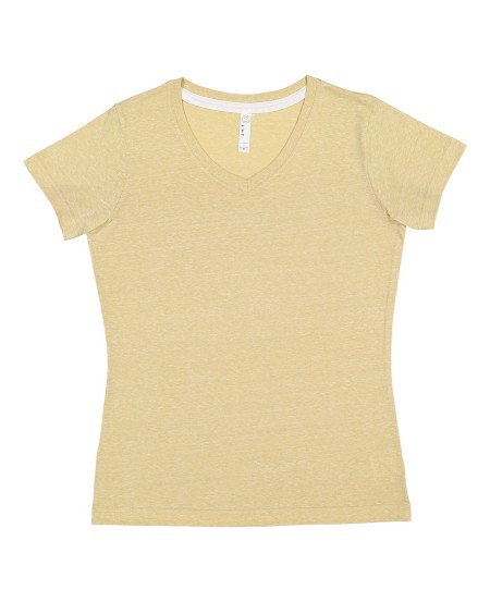 Live and Tell by LAT 3591 Ladies' V-Neck Harborside Melange Jersey T-Shirt