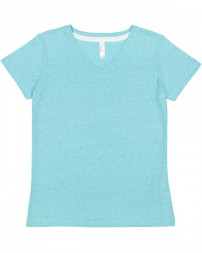 LAT 3591   Ladies' V-Neck Harborside Melange Jersey T-Shirt