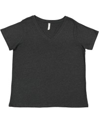 LAT 3817   Ladies' Curvy V-Neck Fine Jersey T-Shirt