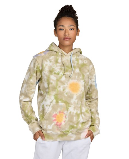 US Blanks 4412FL   Unisex Made in USA Flower Tie-Dye Hooded Sweatshirt