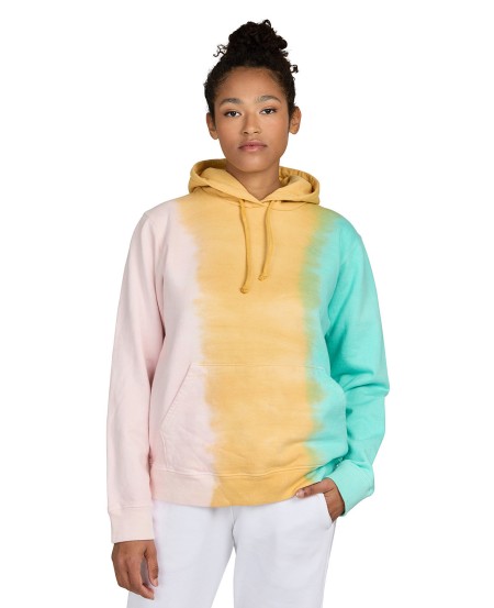 US Blanks 4412RB   Unisex Made in USA Rainbow Tie-Dye Hooded Sweatshirt