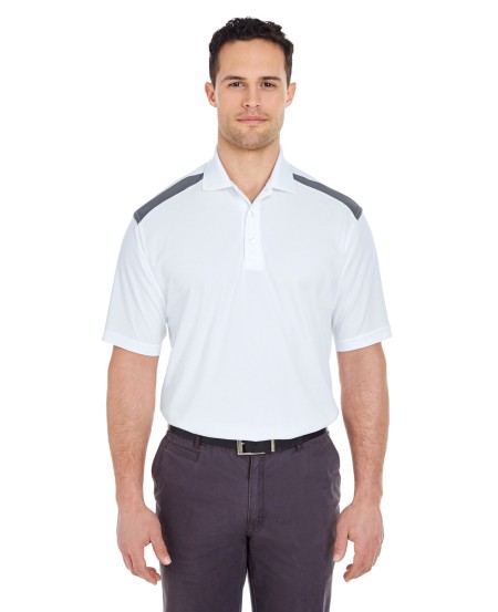 UltraClub 8215 Adult Cool  Dry Two-Tone Mesh Piqué Polo