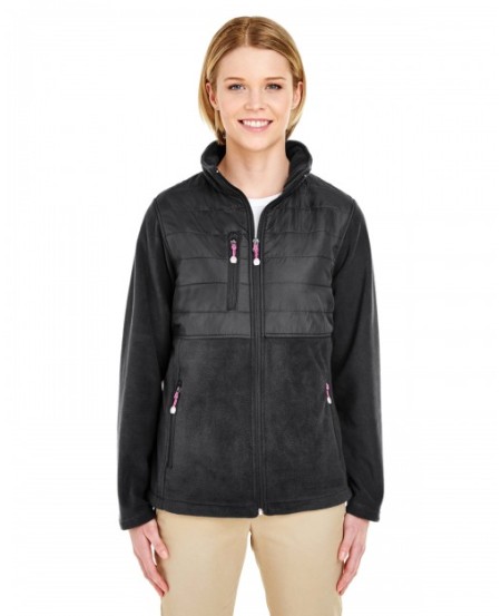 UltraClub 8493   Ladies' Fleece Jacket with Quilted Yoke Overlay