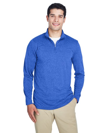 UltraClub 8618 Men's Cool  Dry Heathered Performance Quarter-Zip