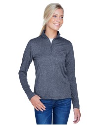 UltraClub 8618W Ladies' Cool  Dry Heathered Performance Quarter-Zip