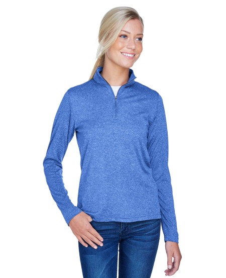 UltraClub 8618W Ladies' Cool  Dry Heathered Performance Quarter-Zip