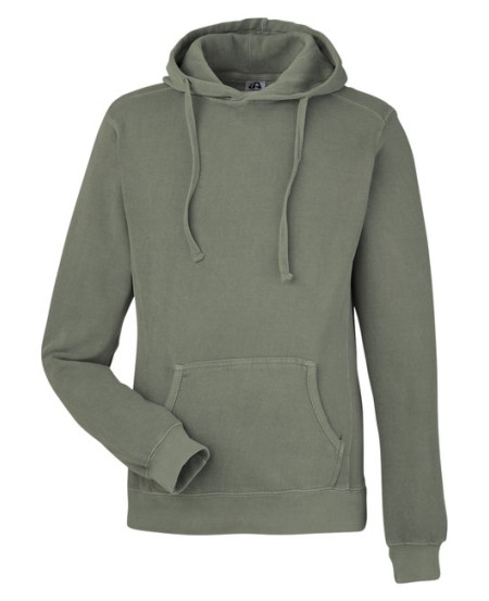 J America 8730JA   Unisex Pigment Dyed Fleece Hooded Sweatshirt