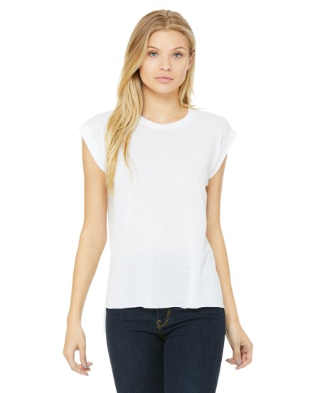 Bella  Canvas 8804 Ladies' Flowy Muscle T-Shirt with Rolled Cuff