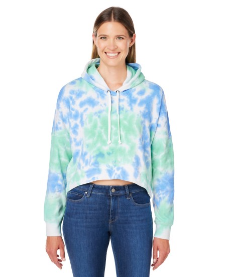 J America 8853JA   Ladies' Triblend Cropped Hooded Sweatshirt