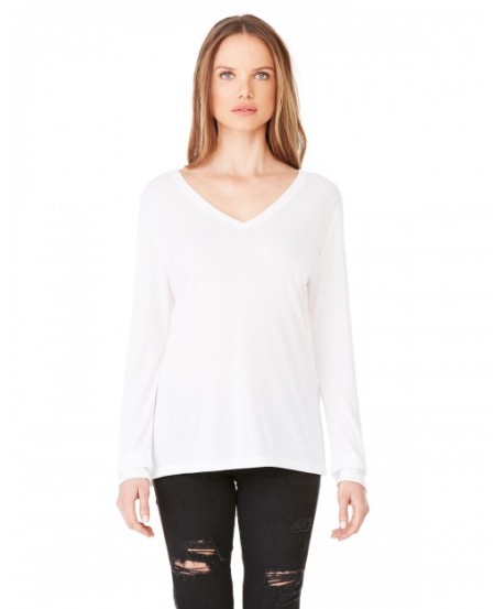 Bella + Canvas 8855   Ladies' Flowy Long-Sleeve V-Neck