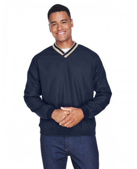 UltraClub 8926   Adult Long-Sleeve Microfiber Crossover V-Neck Wind Shirt