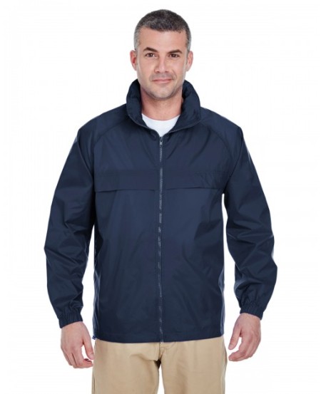 UltraClub 8929   Adult Full-Zip Hooded Pack-Away Jacket