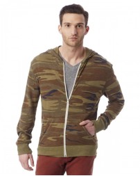 Alternative AA1970P   Men's Triblend Long-Sleeve Printed Full Zip Hoodie