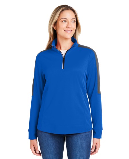 CORE365 CE404W Ladies' Market Snag Protect Mesh Colorblock Quarter-Zip