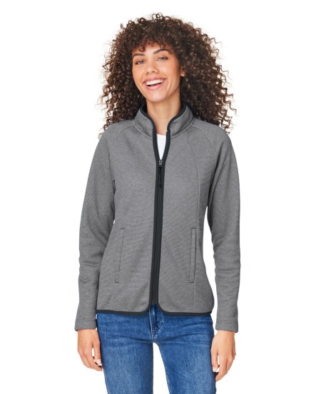 CORE365 CE72W Ladies' Venture Heathered Stripe Full-Zip