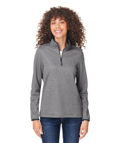 CORE365 CE73W Ladies' Venture Heathered Stripe Quarter-Zip