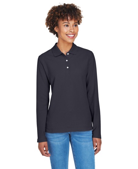 Devon  Jones D110W Ladies' Pima Piqué Long-Sleeve Polo