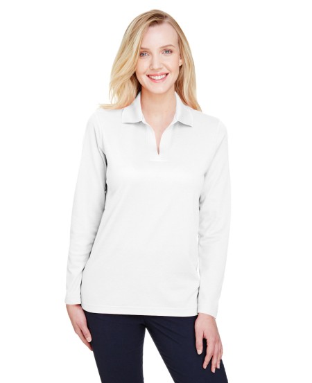 Devon  Jones DG20LW CrownLux Performance Ladies' Plaited Long Sleeve Polo