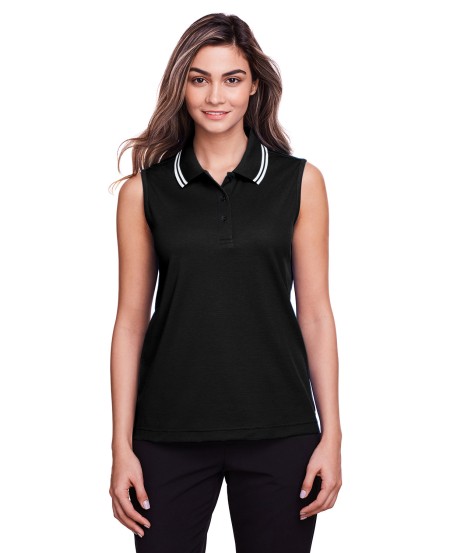 Devon  Jones DG20SW CrownLux Performance Ladies' Plaited Tipped Sleeveless Polo