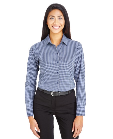 Devon  Jones DG535W CrownLux Performance Ladies' Tonal Mini Check Woven Shirt