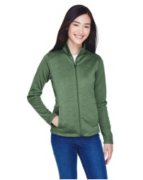 Devon  Jones DG796W Ladies' Newbury Colorblock Mélange Fleece Full-Zip