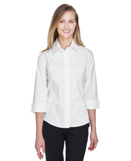 Devon  Jones DP625W Ladies' Perfect Fit Three-Quarter Sleeve Stretch Poplin Blouse