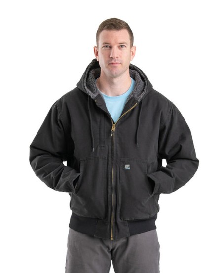 Berne HJ317   Men's Highland Flex180 Washed Duck Hooded Work Jacket