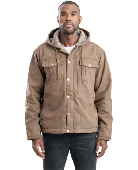 Berne HJ57   Men's Vintage Washed Sherpa-Lined Hooded Jacket