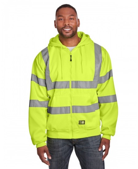 Berne HVF021T   Men's Tall Hi-Vis Class 3 Lined Full-Zip Hooded Sweatshirt