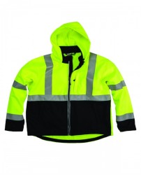 Berne HVJ206T   Men's Tall Hi-Vis Class 3 Hooded Softshell Jacket