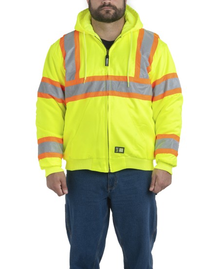 Berne HVJ571   Men's Hi-Vis Class 3 Hooded Active Jacket