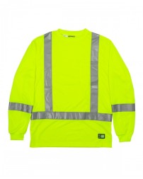 Berne HVK013   Men's Hi-Vis Class 3 Performance Long Sleeve Pocket T-Shirt