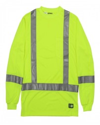 Berne HVK013T   Men's Tall Hi-Vis Class 3 Performance Long Sleeve T-Shirt