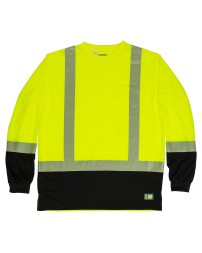 Berne HVK018   Men's Hi-Vis Class 3 Color Blocked Long-Sleeve T-Shirt