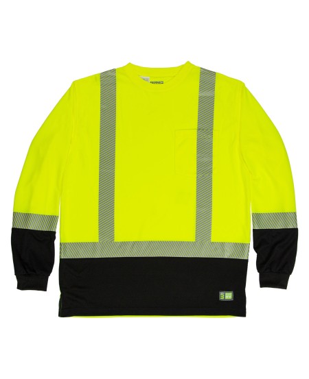 Berne HVK018   Men's Hi-Vis Class 3 Color Blocked Long-Sleeve T-Shirt