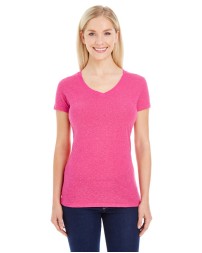 J America JA8136   Ladies' Glitter V-Neck T-Shirt