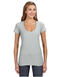 J America JA8169 Ladies' V-Neck Slub T-Shirt