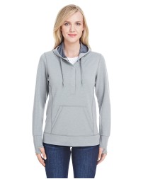 J America JA8431 Ladies' Omega Stretch Snap-Placket Hooded Sweatshirt