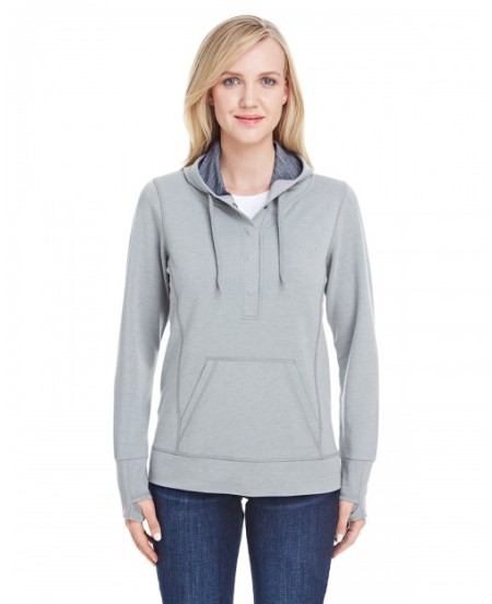 J America JA8431   Ladies' Omega Stretch Snap-Placket Hooded Sweatshirt