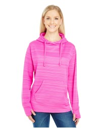 J America JA8662 Ladies' Odyssey Striped Poly Fleece Lapover Hood