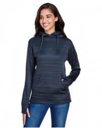 J America JA8662   Ladies' Odyssey Striped Poly Fleece Lapover Hood