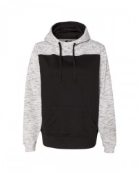 J America JA8676   Adult Melange Color Blocked Hooded Sweatshirt