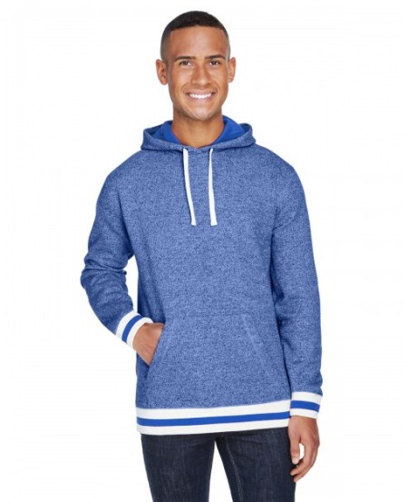 J America JA8701   Adult Peppered Fleece Lapover Hooded Sweatshirt