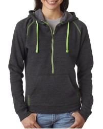 J America JA8876 Ladies' Triblend Half-Zip Fleece Hood