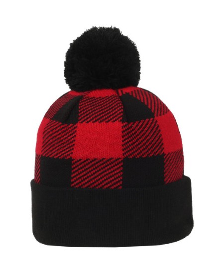 Outdoor Cap KNFPLD Plaid Watch Cap With Pom