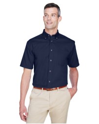 Harriton M500S Men's Easy Blend Short-Sleeve Twill Shirt with Stain-Release