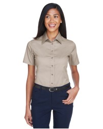 Harriton M500SW Ladies' Easy Blend Short-Sleeve Twill Shirt with Stain-Release