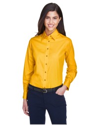 Harriton M500W Ladies' Easy Blend Long-Sleeve Twill Shirt with Stain-Release